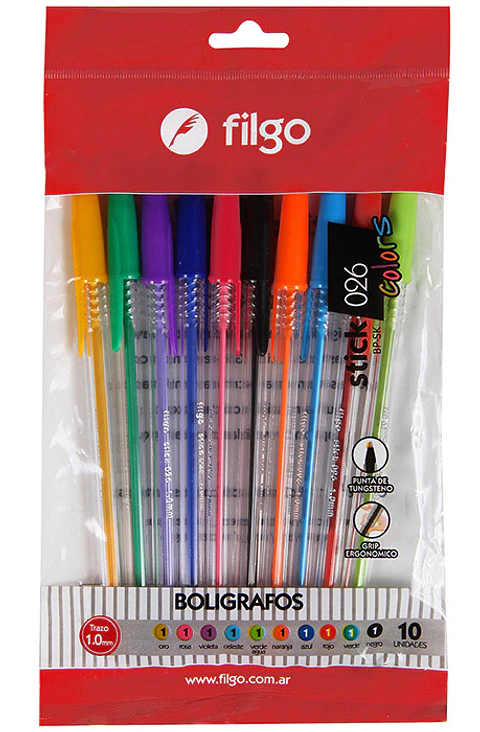 Boligrafo Filgo Stick 026 Colors X 10 Colores Surtidos