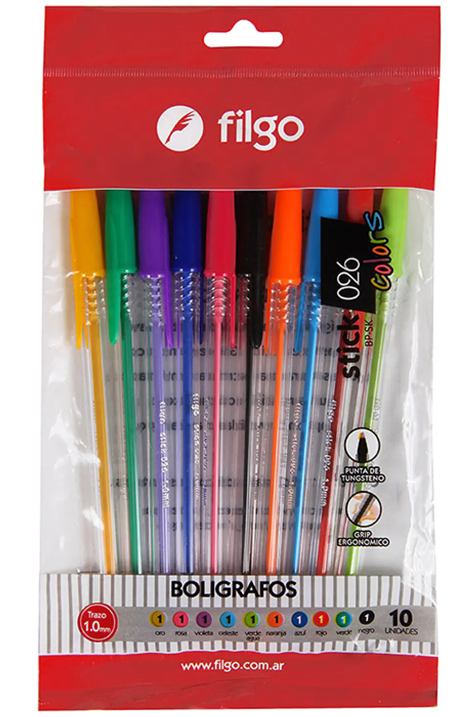 Boligrafo Filgo Stick 026 Colors X 10 Colores Surtidos 1