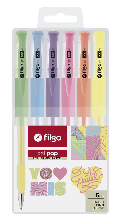 Boligrafo Filgo Roller Gel Pop Pastel Estuche X 6u.