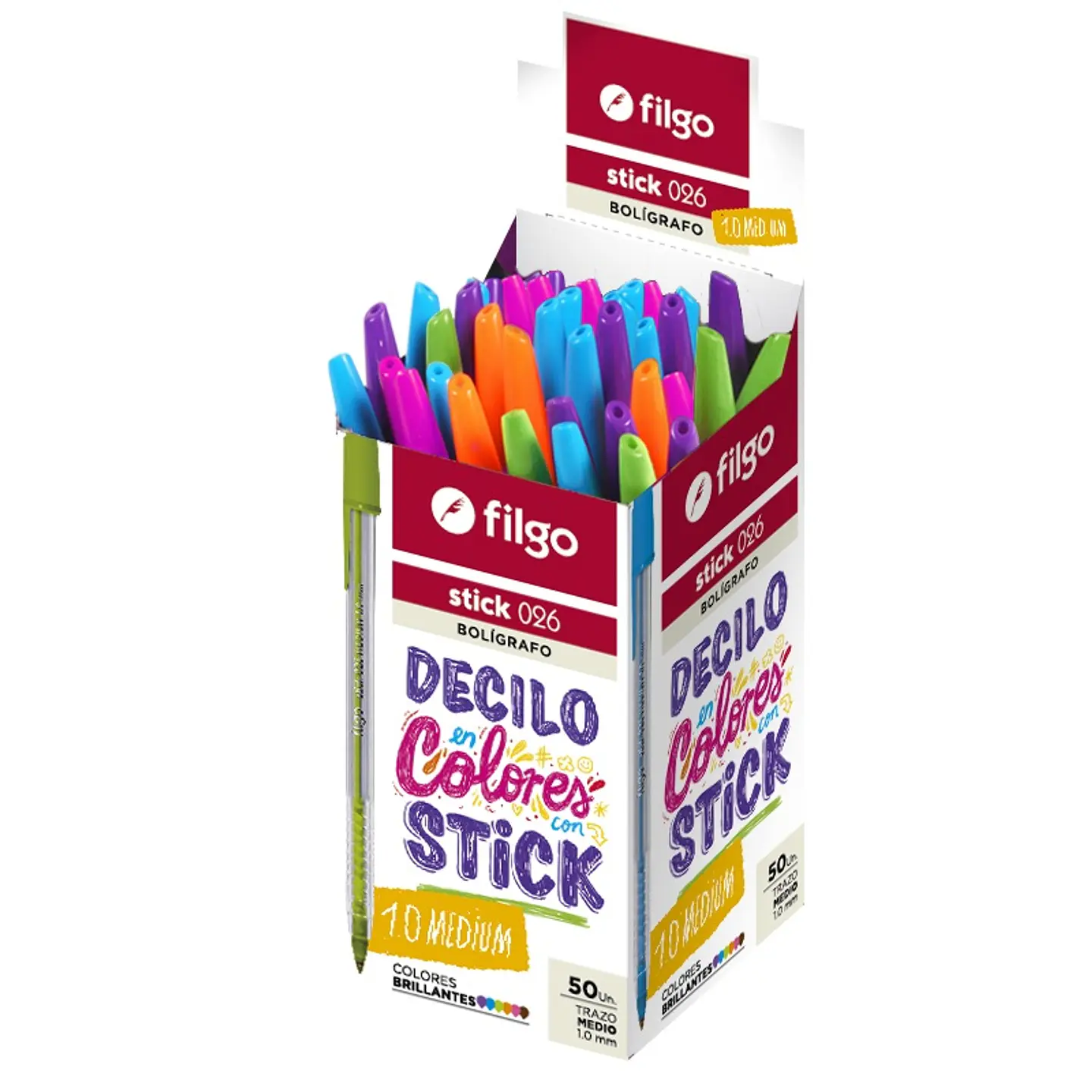 Boligrafo Filgo Stick 026 Colors X 50u V/colores 1