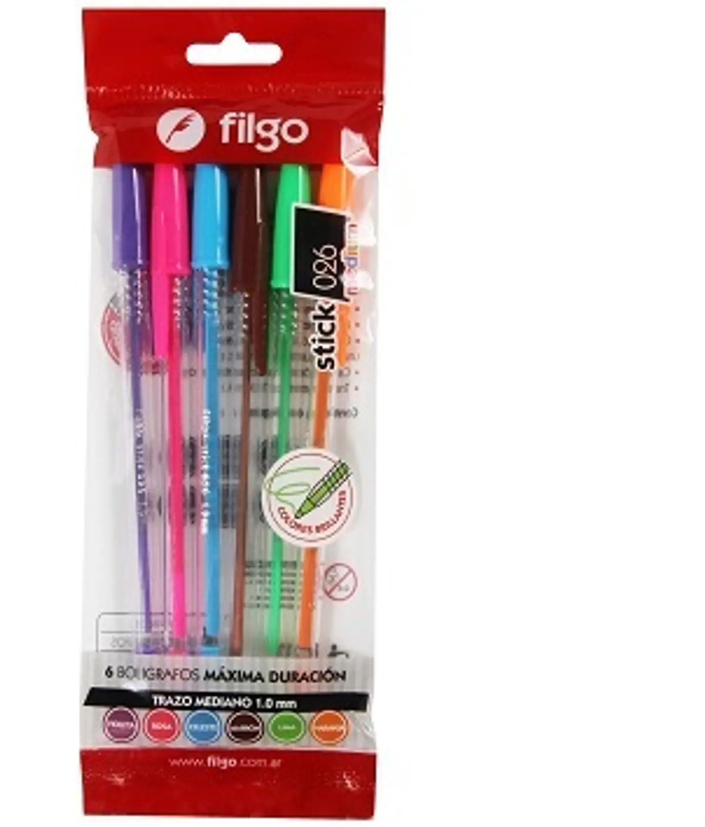 Boligrafo Filgo Stick 026 Colors X 6 Colores Surtidos 1