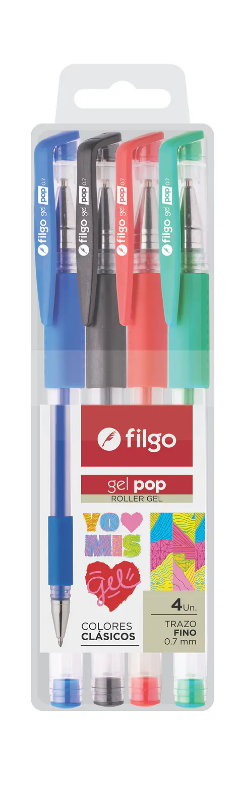 Boligrafo Filgo Roller Gel Pop Estuche X4u.