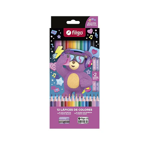 Lapices De Colores Filgo Pinto Osito X12u + Goma + Lapiz