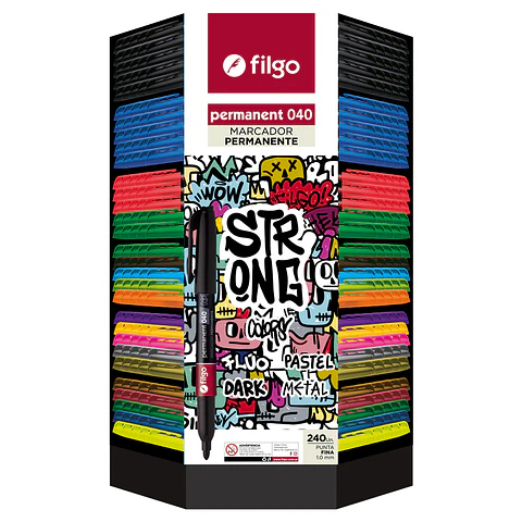 Exhibidor Filgo Marcador Permanente 040 Pta Fina X 240u. V/colores