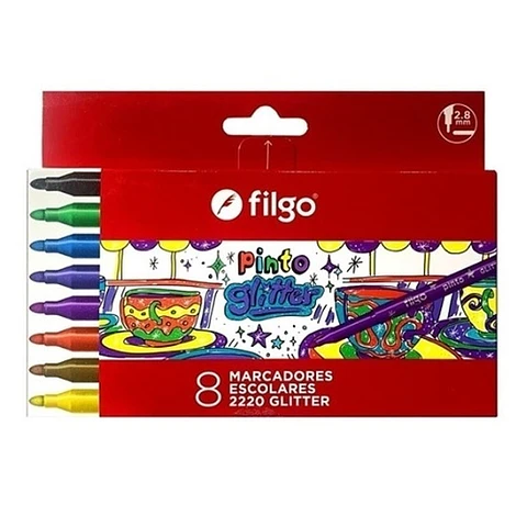 Marcador Filgo Pinto Estuche X8u. Glitter