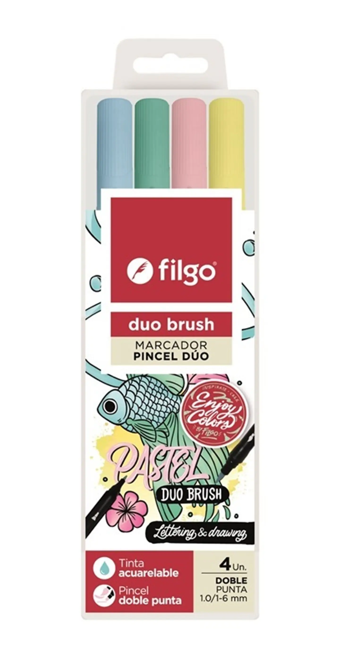 Marcador Filgo Duo Brush Doble Punta X 4 Pastel 1