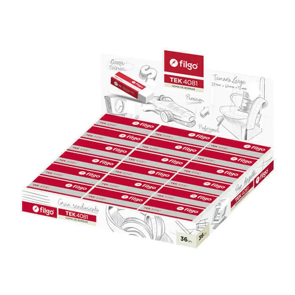 Goma De Borrar Filgo Tek 4081 Large X36u. 1