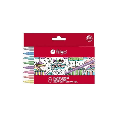 Marcador Filgo Pinto Estuche X8u. Glitter Pastel
