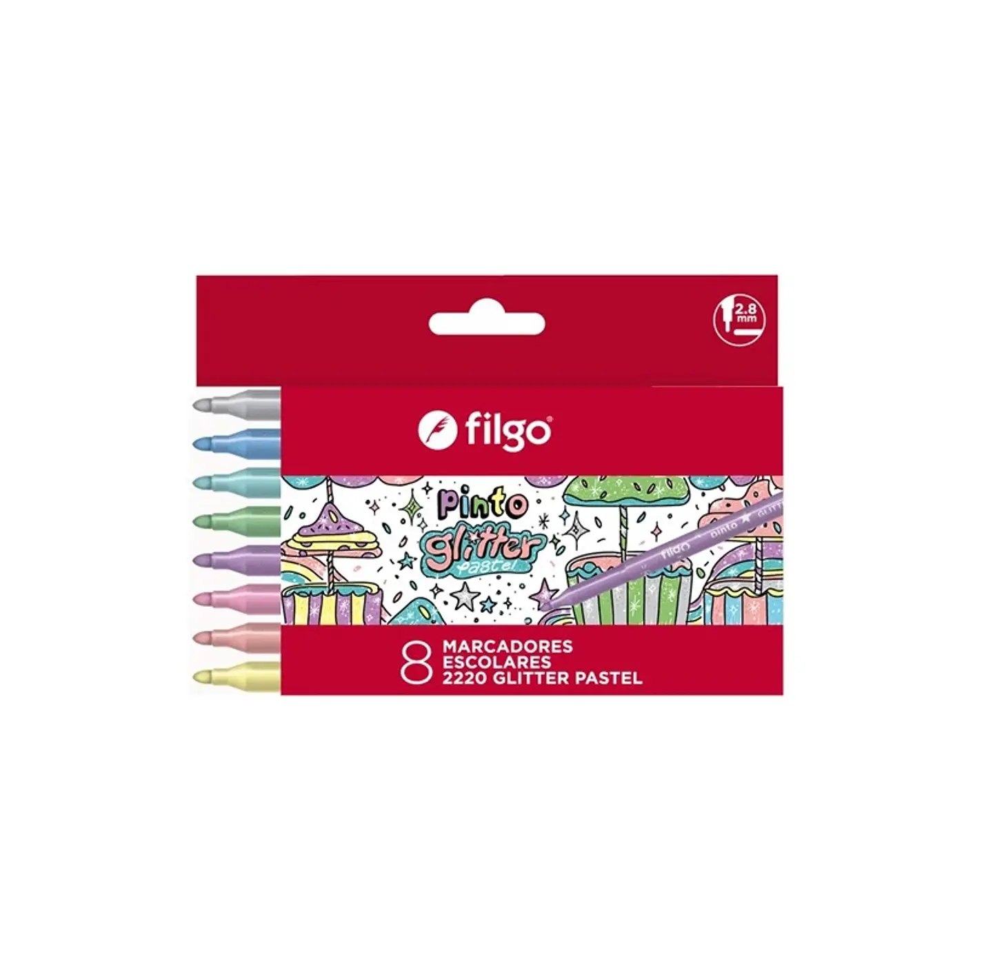 Marcador Filgo Pinto Estuche X8u. Glitter Pastel 1