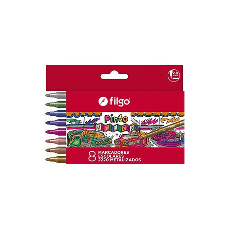 Marcador Filgo Pinto Estuche X8u. Metalizado