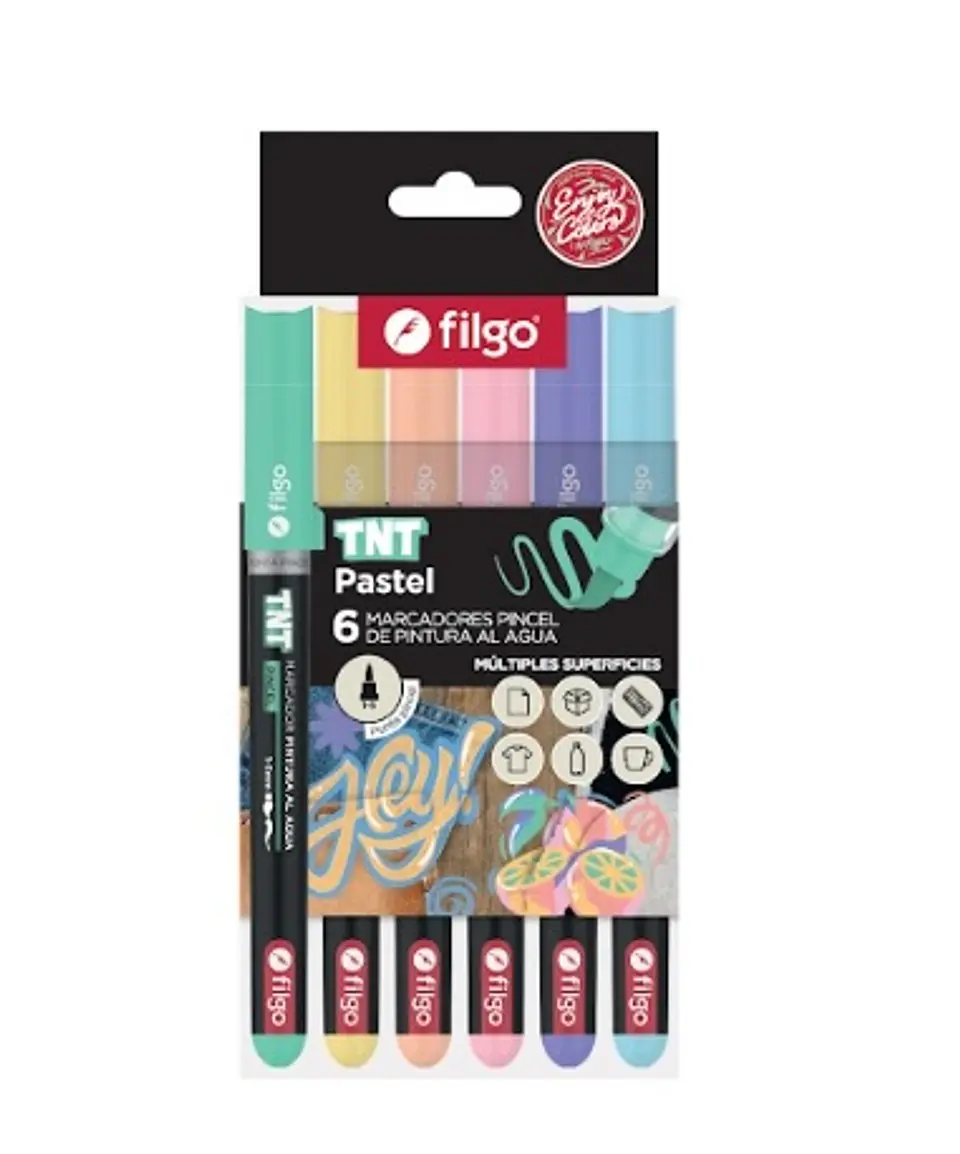 Marcadores Filgo Pintura Al Agua Tnt Punta Pincel X6u Surtidos. 1