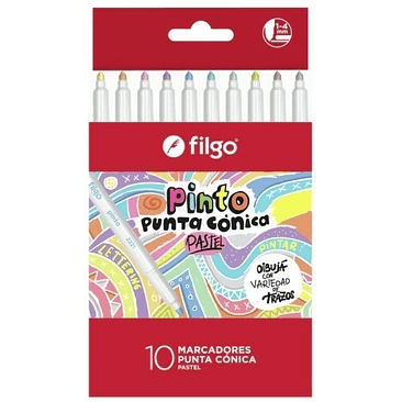 Marcador Filgo Pinto Punta Conica Estuche X10u. Pastel 1