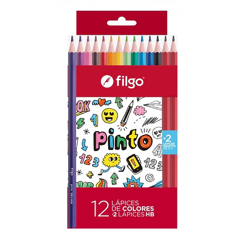 Lapiz Color Filgo X12u Largos + 2 Grafito