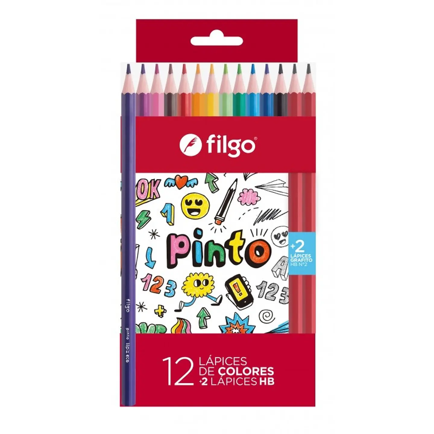 Lapiz Color Filgo X12u Largos + 2 Grafito 1