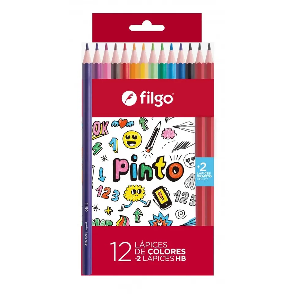 Lapiz Color Filgo X12u Largos + 2 Grafito 1