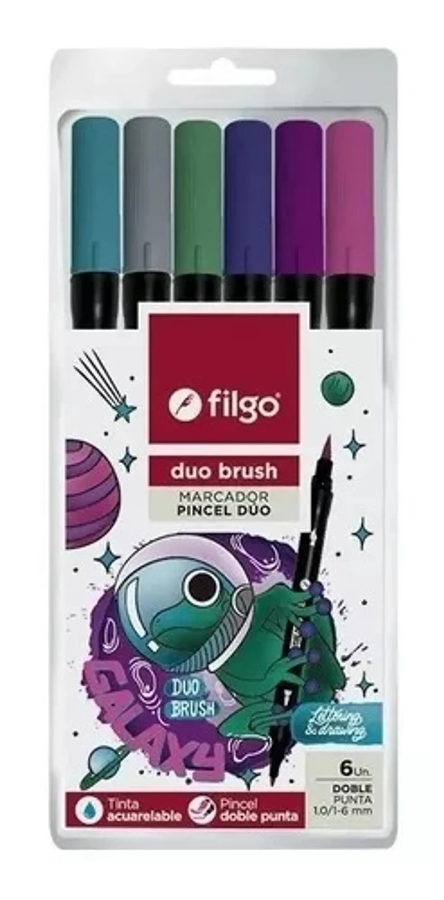 Marcador Filgo Duo Brush Doble Punta X 6 1