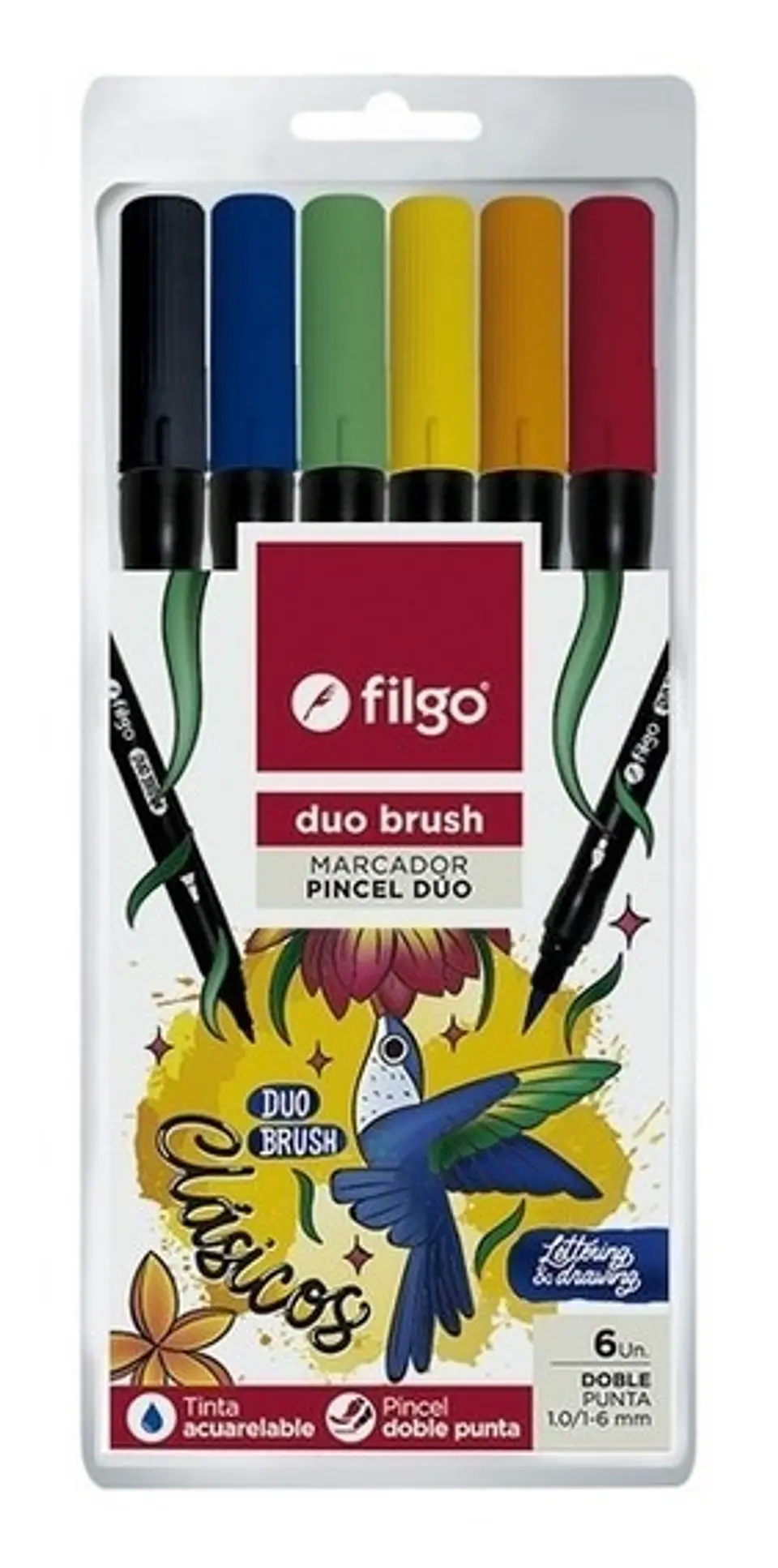 Marcador Filgo Duo Brush Doble Punta X 6 1