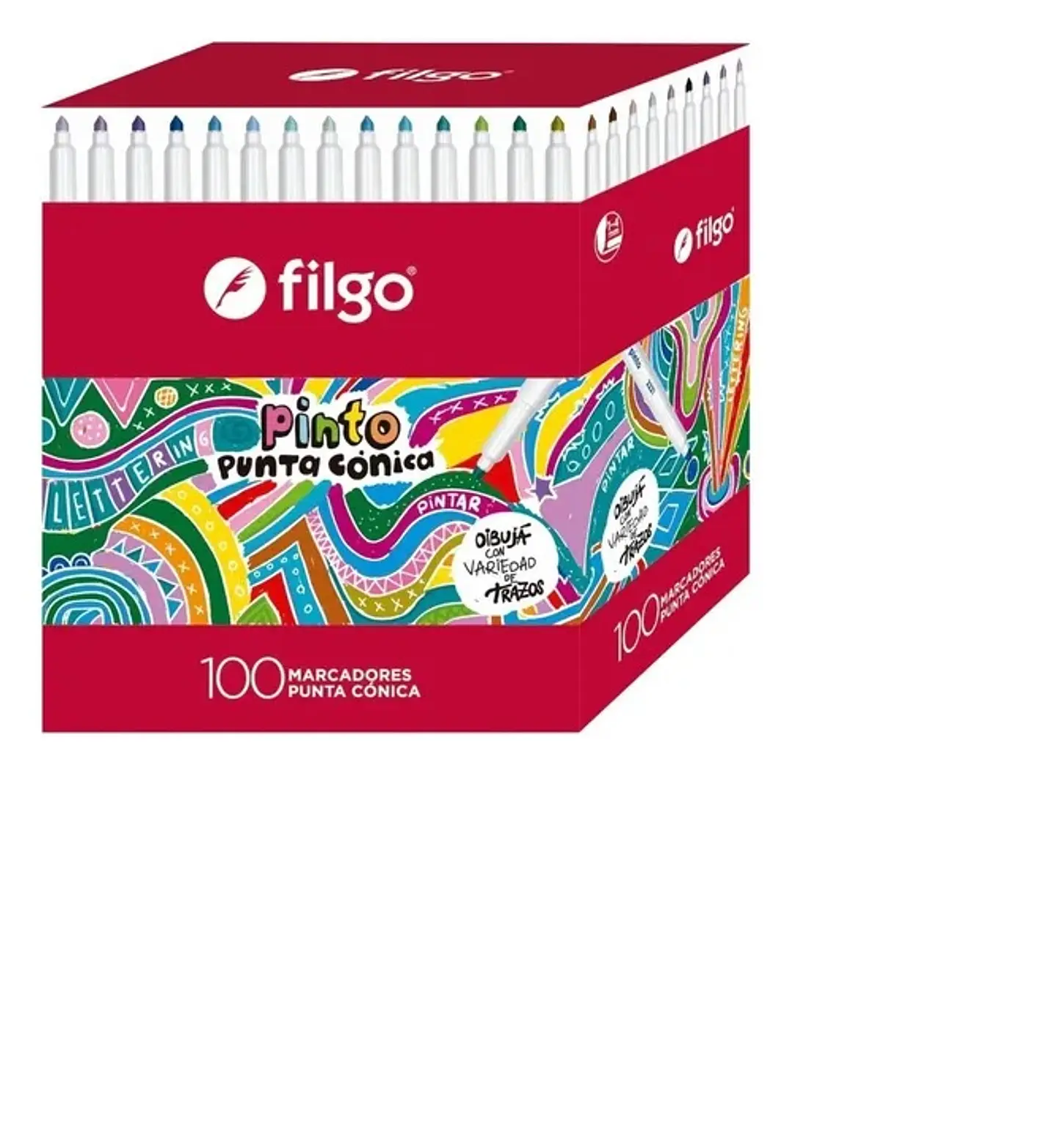 Marcador Filgo Pinto Punta Conica Estuche X100u. V/colores 1