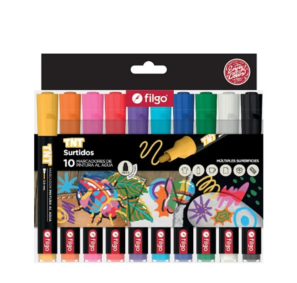 Marcadores Filgo Pintura Al Agua Tnt X10u Surtidos Trazo Medio. 1