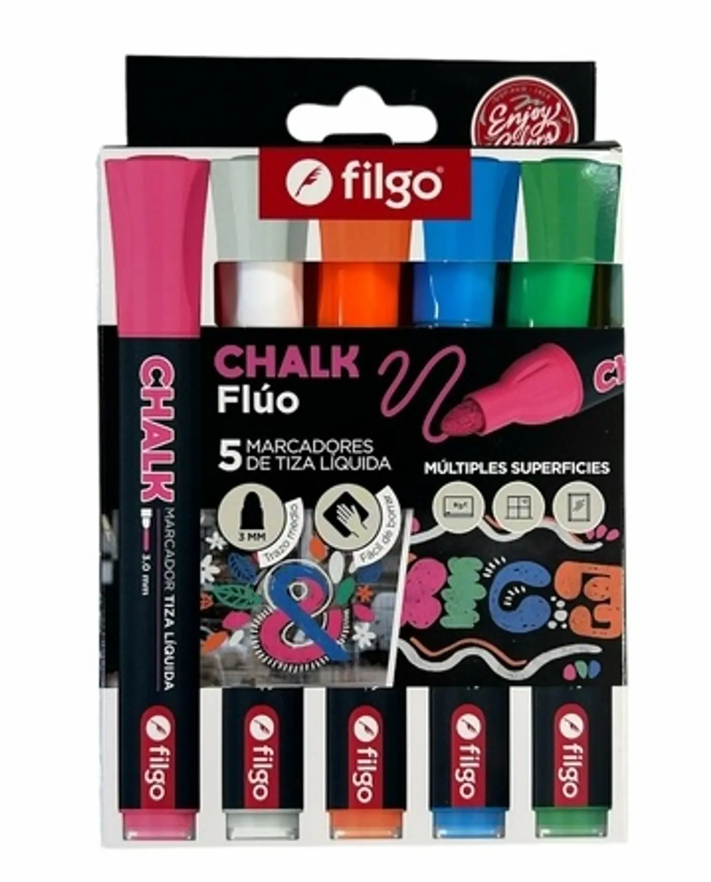 Marcadores Filgo Tiza Liquida Chalk Fluo X5u Surtidos. 1