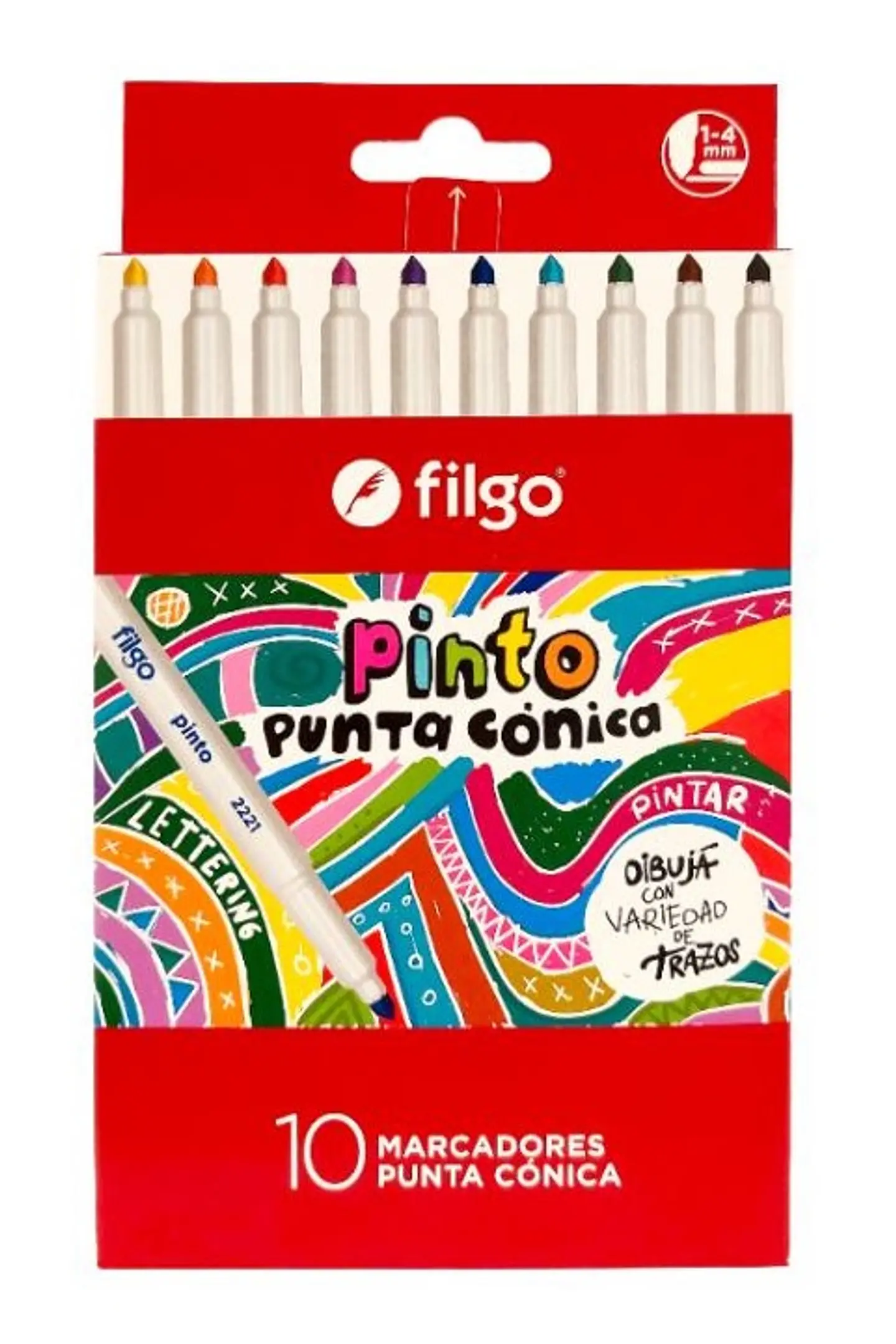 Marcador Filgo Pinto Punta Conica Estuche X10u. V/colores 1