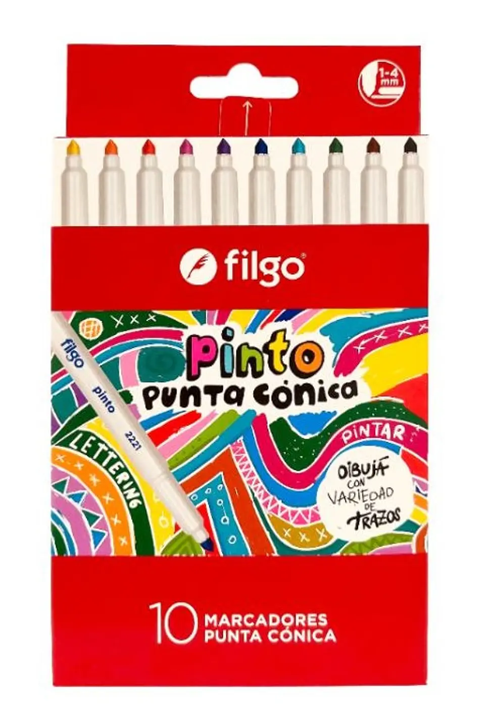 Marcador Filgo Pinto Punta Conica Estuche X10u. V/colores 1