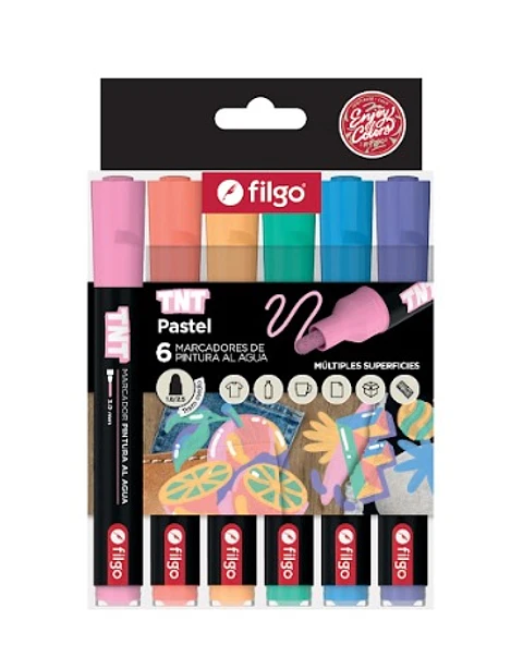 Marcador Filgo Pintura Al Agua Tnt X6u Surtidos Trazo Medio