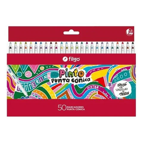 Marcador Filgo Pinto Punta Conica Estuche X50u. V/colores
