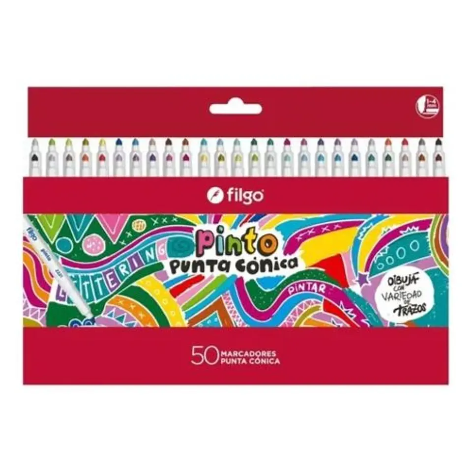 Marcador Filgo Pinto Punta Conica Estuche X50u. V/colores 1