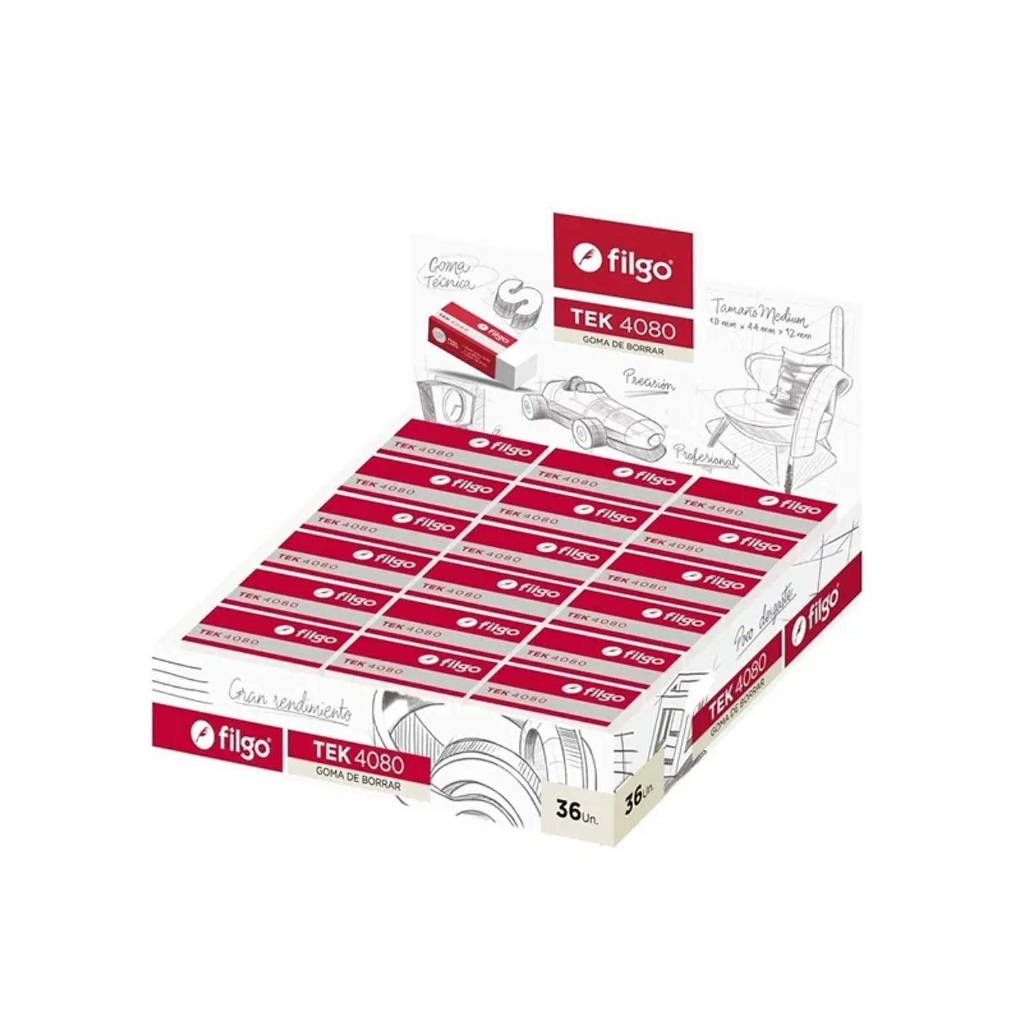 Goma De Borrar Filgo Tek 4080 Medium X36u. 1