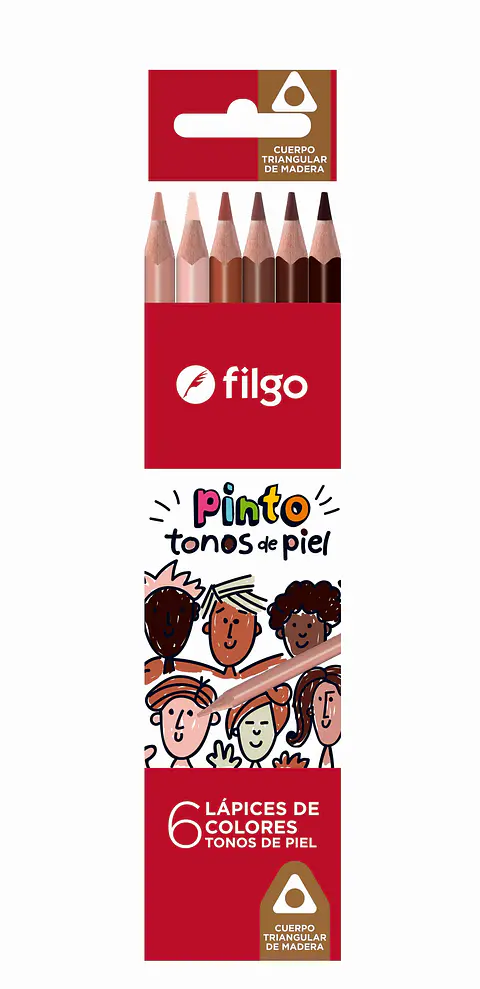 Lapiz Color Filgo Pinto Tonos De Piel X 6u. Largos