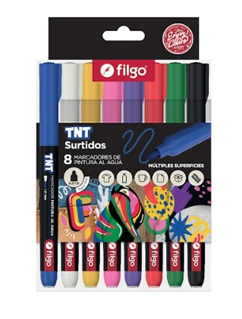 Marcador Filgo Pintura Al Agua Tnt X8u Surtidos Trazo Fino.