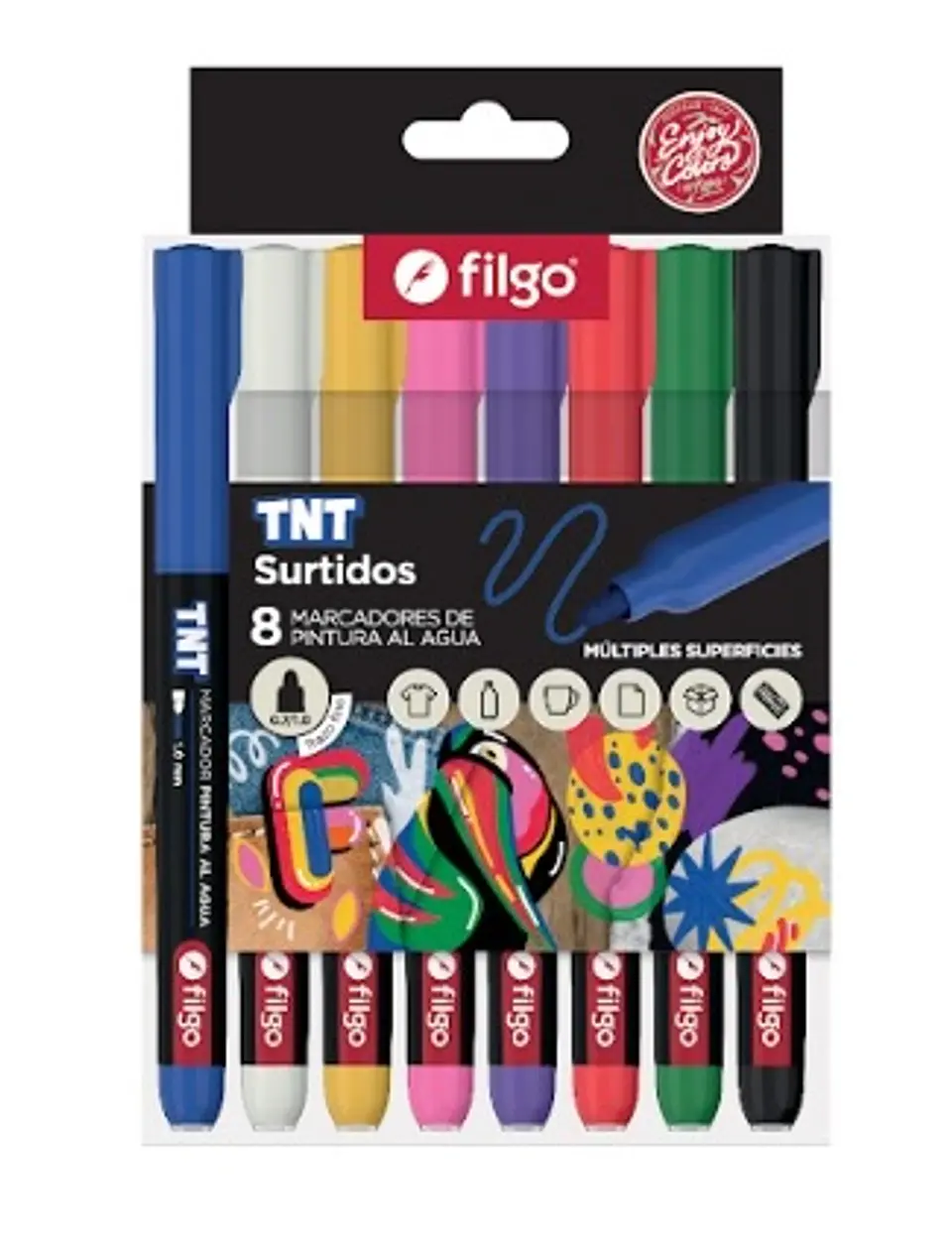 Marcador Filgo Pintura Al Agua Tnt X8u Surtidos Trazo Fino. 1
