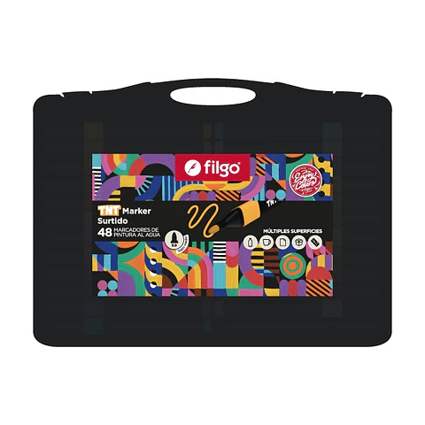 Marcadores Filgo Pintura Al Agua Tnt Valija X48u Trazo Medio 3.0