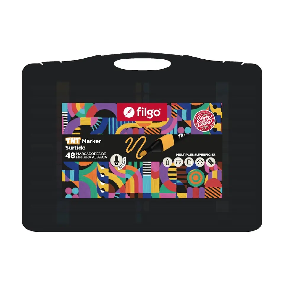 Marcadores Filgo Pintura Al Agua Tnt Valija X48u Trazo Medio 3.0 1