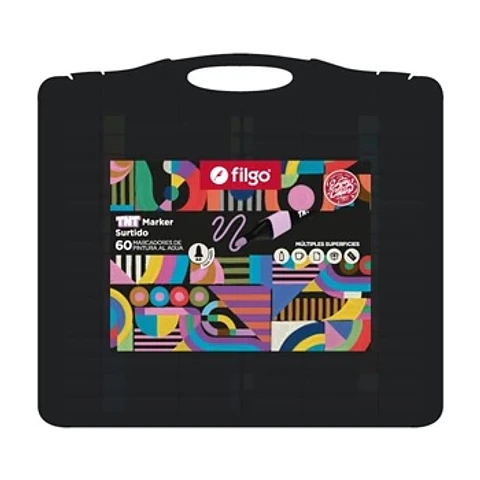 Marcadores Filgo Pintura Al Agua Tnt Valija X60u Trazo Medio 3.0