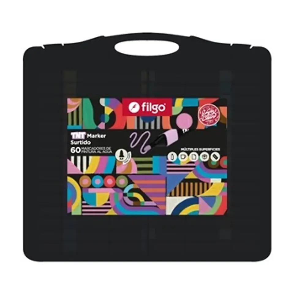 Marcadores Filgo Pintura Al Agua Tnt Valija X60u Trazo Medio 3.0 1
