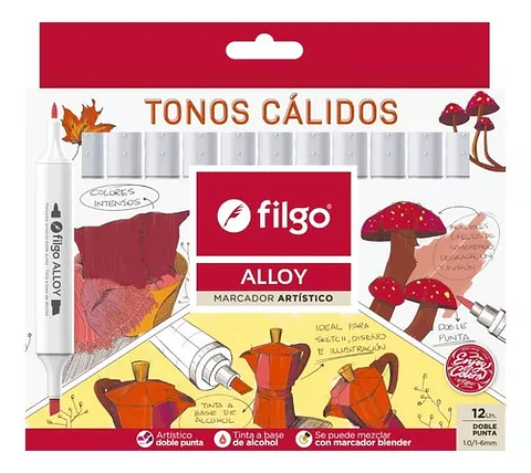 Marcadores Filgo Alloy Doble Punta Tonos Calidos X12u