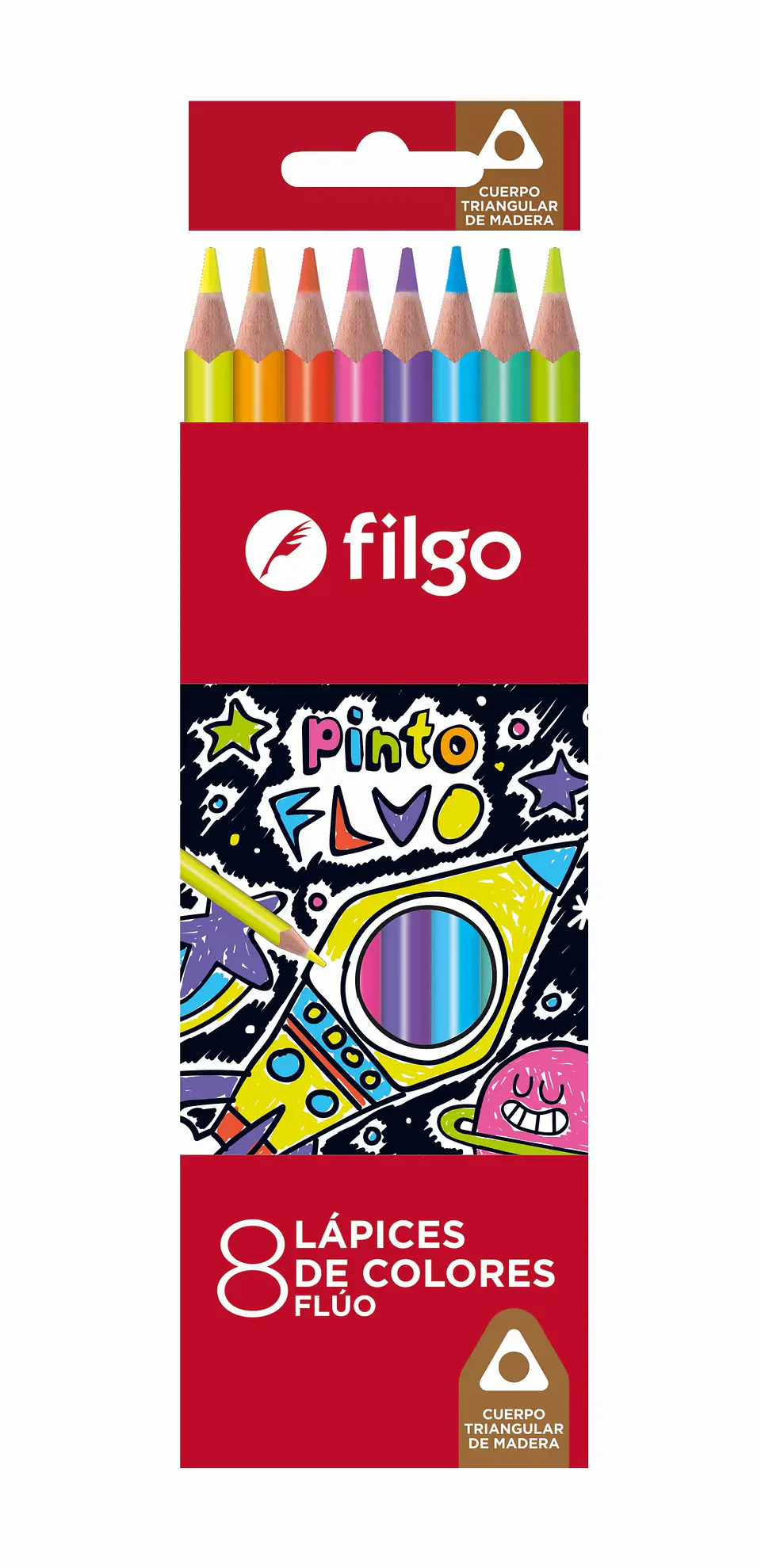 Lapiz Color Filgo Pinto Fluo X 8u. Largos 1
