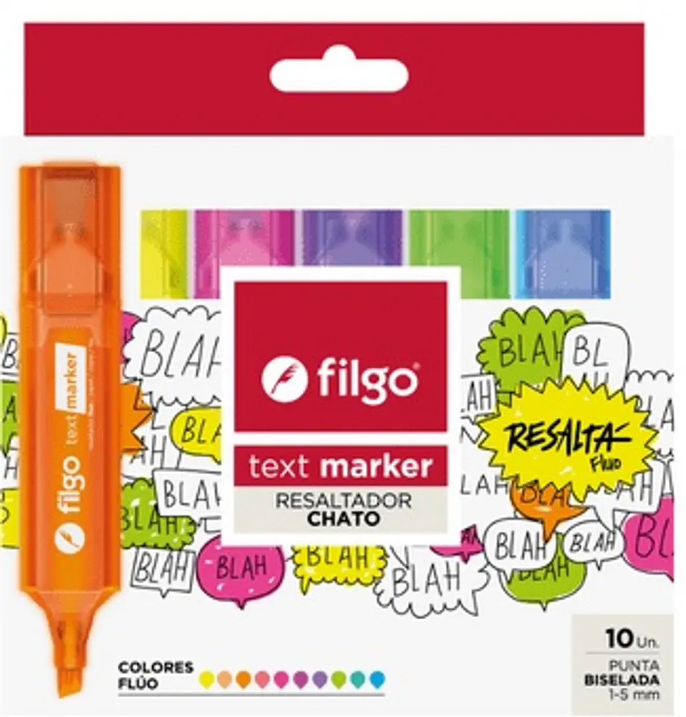 Resaltador Chato Filgo Text Marker Fluo X10u 1