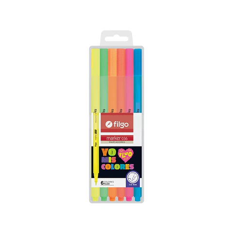 Marcador Escolar Filgo 036 Yo Amo Mis Colores X6u. Fluo
