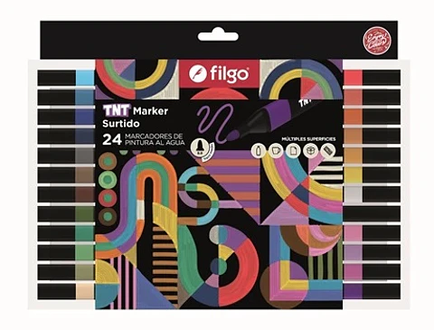 Marcadores Filgo Pintura Al Agua Tnt X24u Surtido Trazo Medio