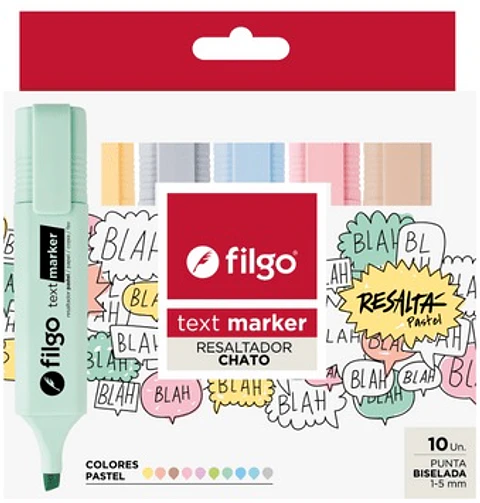 Resaltador Chato Filgo Text Marker Pastel X10u