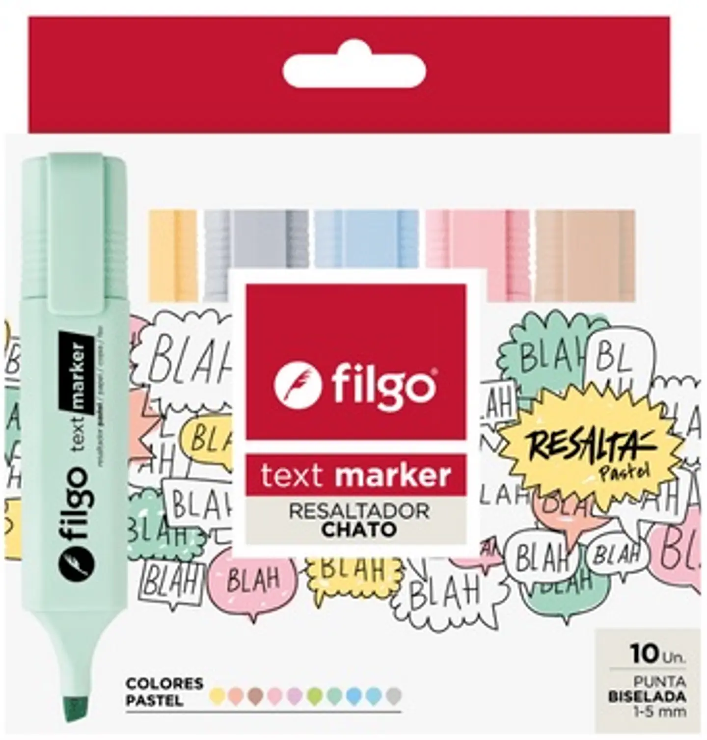 Resaltador Chato Filgo Text Marker Pastel X10u 1