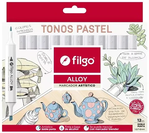 Marcadores Filgo Alloy Doble Punta Tonos Pastel X12u