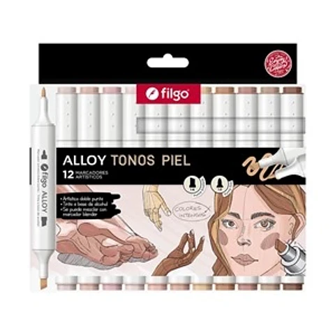 Marcadores Filgo Alloy Doble Punta Tonos Piel X12u