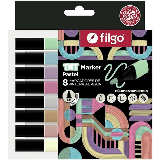 Marcadores Filgo Pintura Al Agua Tnt X8u Pastel Trazo Medio 1