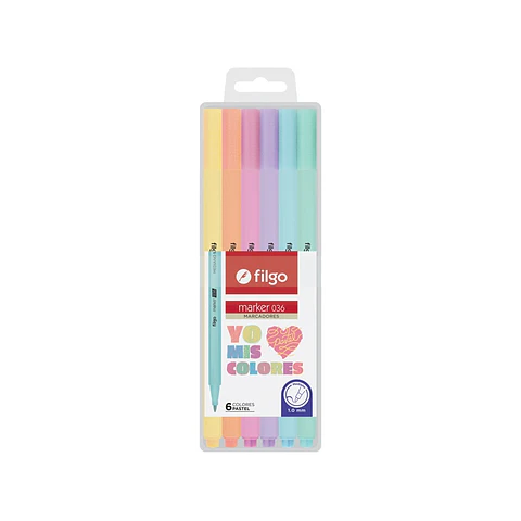 Marcador Escolar Filgo 036 Yo Amo Mis Colores X6u. Pastel
