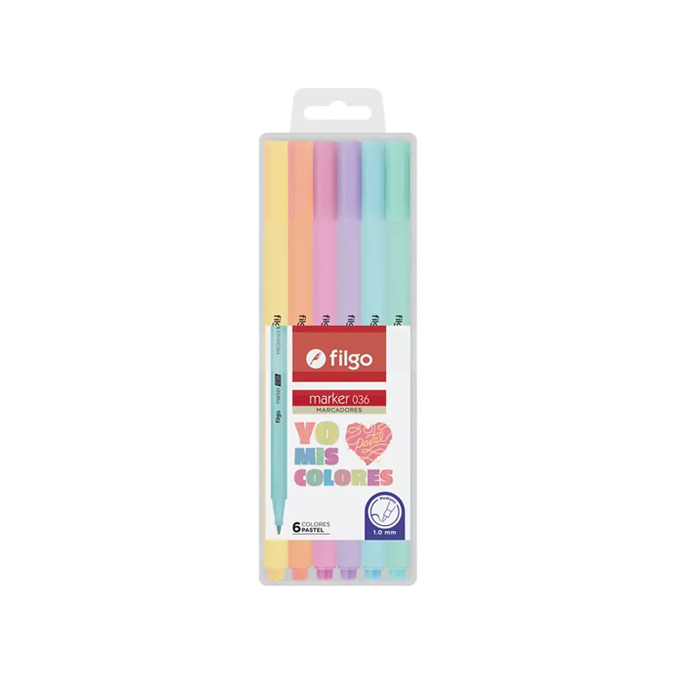Marcador Escolar Filgo 036 Yo Amo Mis Colores X6u. Pastel 1