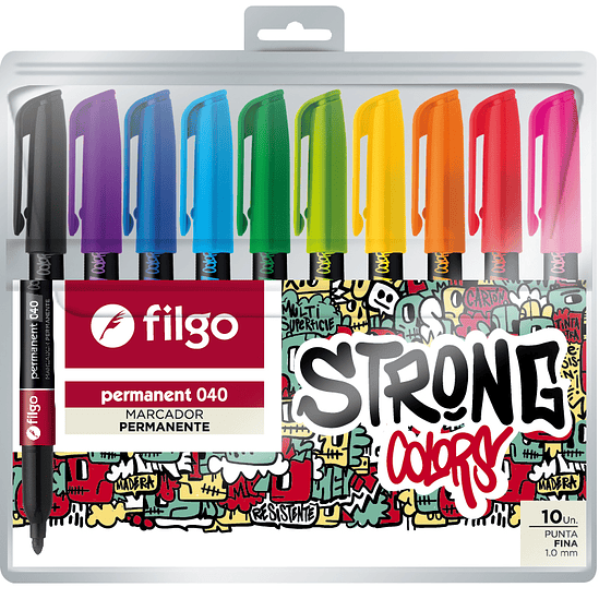 Marcador Filgo 040 Permanente Punta Fina X10u.v/colores 1